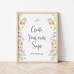 Wildflower Birthday Sign, Girl Floral Custom Party Sign, Wildflower Party Sign, Editable Instant Download - Print today! 2154
