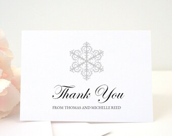 Personalized WINTER WONDERLAND Thank You Card + Envelope, Thank You Cards, Pre-folded, FREE Return Addressing, Stationary, Custom, Printed