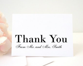 PRINTED Wedding Thank You Card w/ Envelopes | 4.25x5.5" Folded Card | Stationery Cards | Modern | Elegant | Simple | Blank Cards | Custom