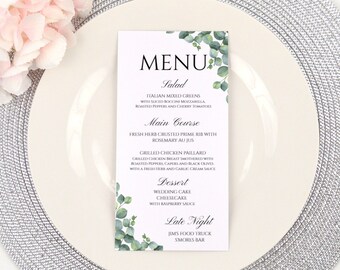 Rustic Blue Peach Gold Menu Cards Party Table Menu Card Affordable Reception Menu Cards MC527 120LB premium card stock Menu Card PRINTED