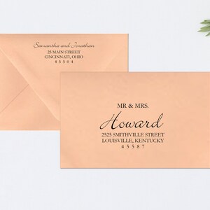 PRINTED Envelope Addressing, Calligraphy, Return Addressing, Guest Addressing, Script, Elegant, Invitation, Peach, Large Script, STYLE #112