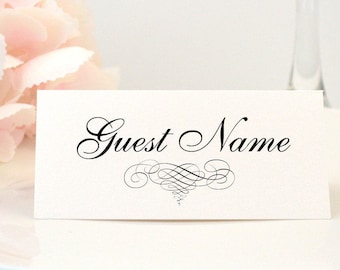 Personalized ELEGANT SCROLL Wedding Tented Place Card, Escort Card, Name Cards, Reception, Folded Cards, Dinner Table Cards, Custom, PRINTED