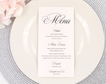 Personalized CALSSIC SCRIPT Wedding Menu Card, Simple, Elegant, Formal, Party, Bar Menu, Reception, Dinner Table Menu, Custom, PRINTED
