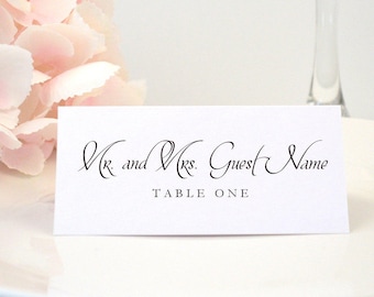 Personalized ELEGANT CALLIGRAPHY Wedding Tented Place Card, Escort Card, Name Card, Reception, Folded, Dinner Table Card, Custom, PRINTED