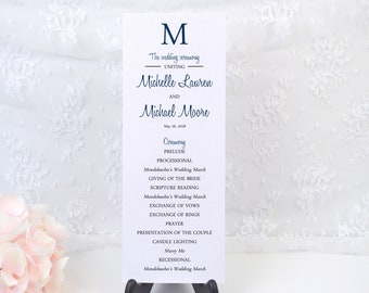 Tarjeta de ceremonia nupcial SIMPLY MODERN personalizada, programa de la ceremonia, simple, elegante, moderno, formal, fiesta, recepción, personalizada, IMPRESA