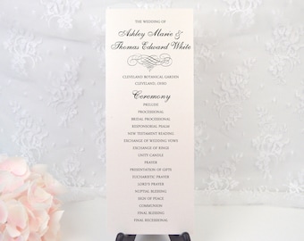 Tarjeta de ceremonia nupcial ELEGANTE PERGAMINADA, Programa de la ceremonia, Sencilla, Elegante, Moderna, Formal, Fiesta, Recepción, Personalizada, IMPRESA