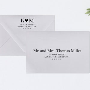 PRINTED Envelope Addressing, Calligraphy, Return Addressing, Guest Name, Elegant, Invitation, Cool Grey, Modern, Monogram, Heart, STYLE #112