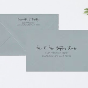 PRINTED Envelope Addressing, Calligraphy, Return Addressing, Guest Addressing, Script, Elegant, Invitation, Dusty Blue, Calligraphy, #115