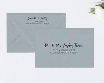 PRINTED Envelope Addressing, Calligraphy, Return Addressing, Guest Addressing, Script, Elegant, Invitation, Dusty Blue, Calligraphy, #115