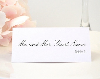 Personalized MODERN SCRIPT Wedding Tented Place Card, Escort Cards, Name Cards, Reception, Folded Cards, Dinner Table Cards, Custom, PRINTED