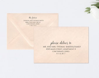 Envelope Addressing, Calligraphy, Return Addressing, Guest Addressing, Script, Elegant, Dots, Monogram, Blush, Pink, Soft Coral, STYLE #113