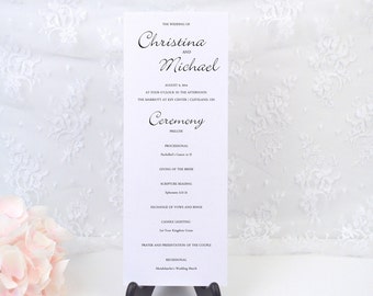 Tarjeta de ceremonia nupcial ELEGANTE personalizada, programa de la ceremonia, simple, elegante, moderno, formal, fiesta, recepción, personalizada, IMPRESA