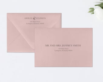 PRINTED Envelope Addressing, Guest Envelope Addressing, Return Envelope Addressing, Script, Calligraphy, Elegant, Blush, Pink, STYLE #100