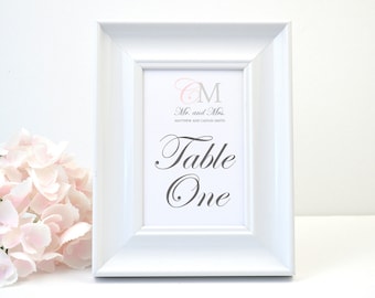 Tarjeta de número de mesa de boda con monograma moderno personalizado, decoración de mesa, decoración de recepción, letrero de mesa, tarjetas de asiento, fiesta, personalizado, impreso.