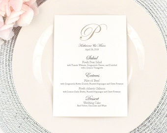 Personalized KATHERINE Wedding Menu Card, Simple, Elegant, Modern, Formal, Party, Bar Menu, Reception, Dinner Table Menu, Custom, PRINTED
