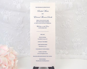 Tarjeta de ceremonia nupcial ELEGANTE personalizada, programa de la ceremonia, simple, elegante, moderno, formal, fiesta, recepción, personalizada, IMPRESA