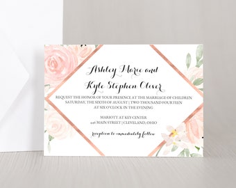 Personalized ELEGANT FLORAL Wedding Invitation Card, RSVP Card, Envelopes, Party, Announcement, , Shower, Stationary, Custom, Printed