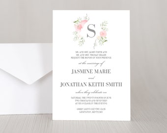 Personalized FLORAL FRAME Wedding Invitation, RSVP Card, Envelopes, Party, Announcement, Anniversary, Shower, Stationary, Custom, Printed