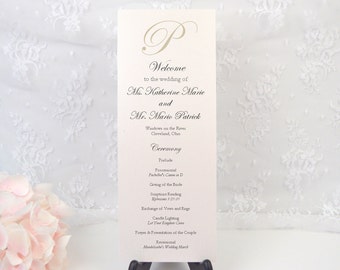 Personalized KATHERINE Wedding Ceremony Card, Order of Service, Simple, Elegant, Modern, Formal, Party, Reception, Custom, PRINTED
