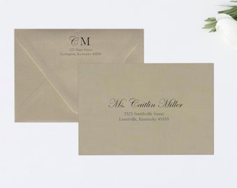 Envelope Addressing, Calligraphy, Return Addressing, Guest Addressing, Script, Elegant,  Invitation, Modern, Monogram, STYLE #108