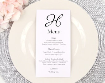 Personalized MODERN MONOGRAM Wedding Menu Card, Simple, Elegant, Formal, Party, Bar Menu, Reception, Dinner Table Menu, Custom, PRINTED