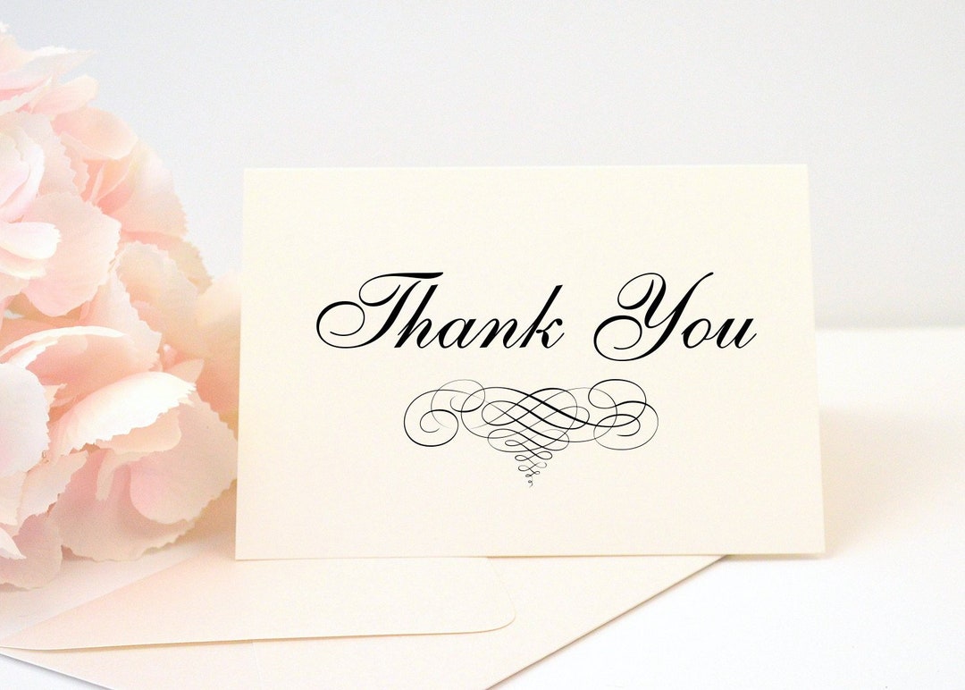 PRINTED Elegant Wedding Thank You Card | Stationery Cards With ...