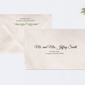 PRINTED Envelope Addressing, Calligraphy, Return Addressing, Guest Addressing, Script, Elegant,  Invitation, Greenery Leaves, STYLE #104