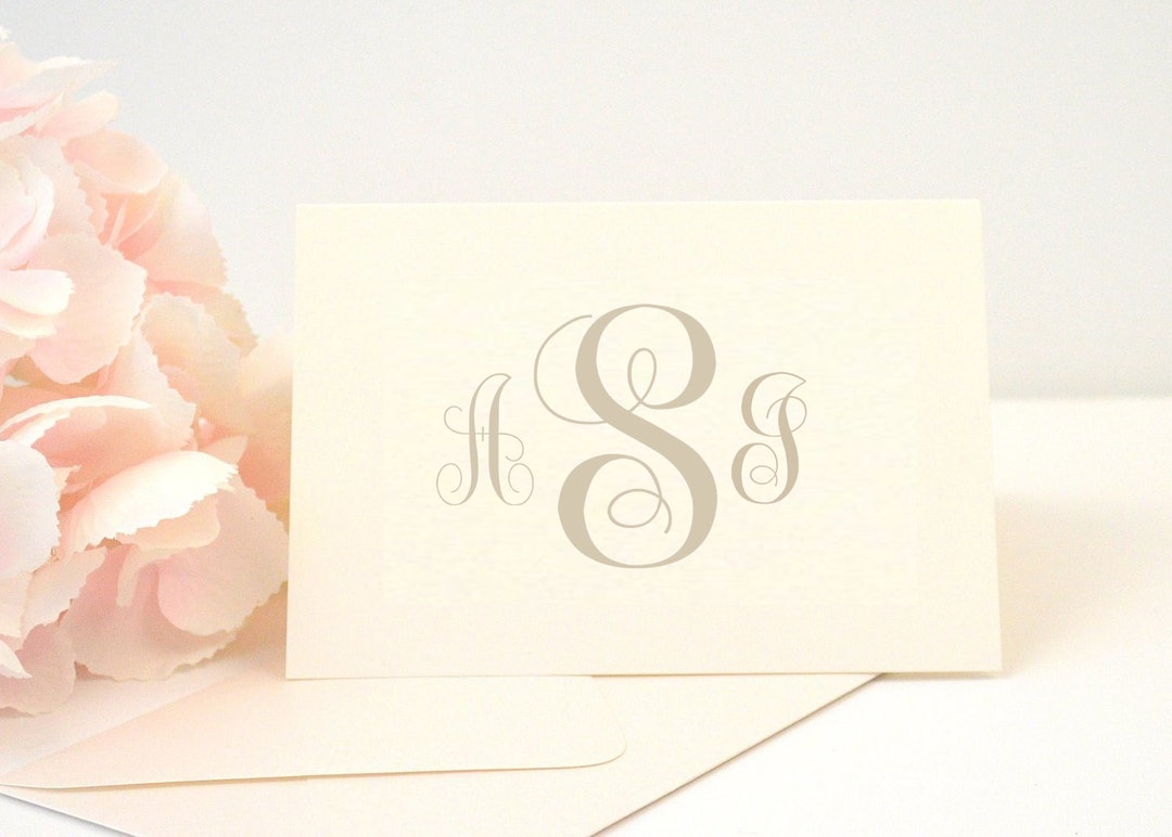 Personalized SIMPLE MONOGRAM Thank You Card + Envelope, Thank You Cards ...