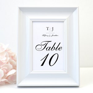 PRINTED Wedding Table Number, White Shimmer, Script, Black, Monogram, Calligraphy, Simple, Elegant, Polka Dots, DOTS Design