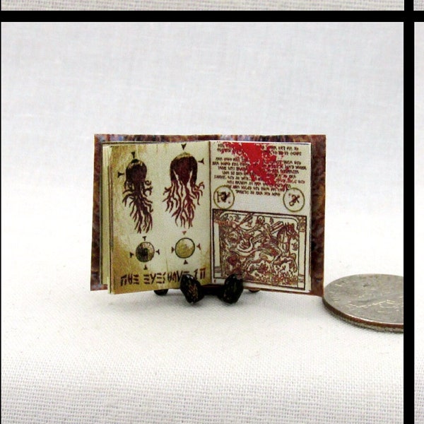BOOK of the DEAD 1:12 Scale Miniature Dollhouse Illustrated Hard Cover Book Necronomicon Ex-Mortis Evil Dead
