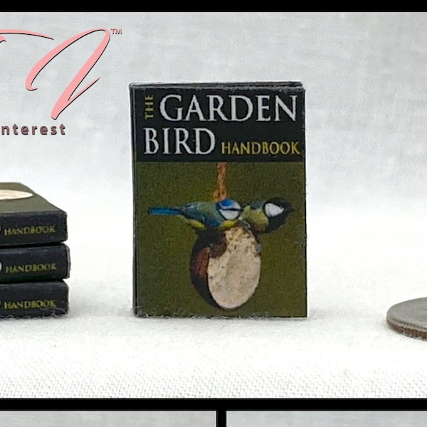 The GARDEN BIRD HANDBOOK 1:12 Scale Illustrated Readable Miniature Dollhouse Hard Cover Book