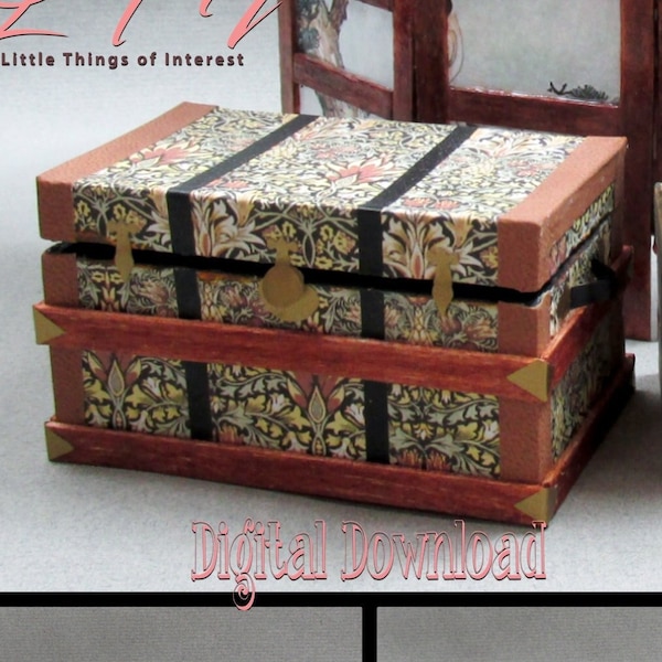 Digital Download STEAMER TRUNK From Grandmas Attic Download Miniature One Inch Scale Tutorial PDF 1:12 Scale