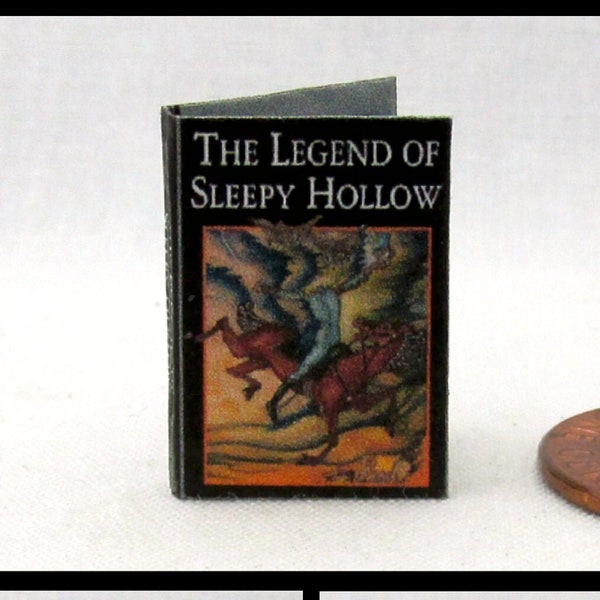 The Headless Horseman (The LEGEND Of SLEEPY HOLLOW) 1:12 Scale Miniature Dollhouse Readable Illustrated Hard Cover Book Washington Irving