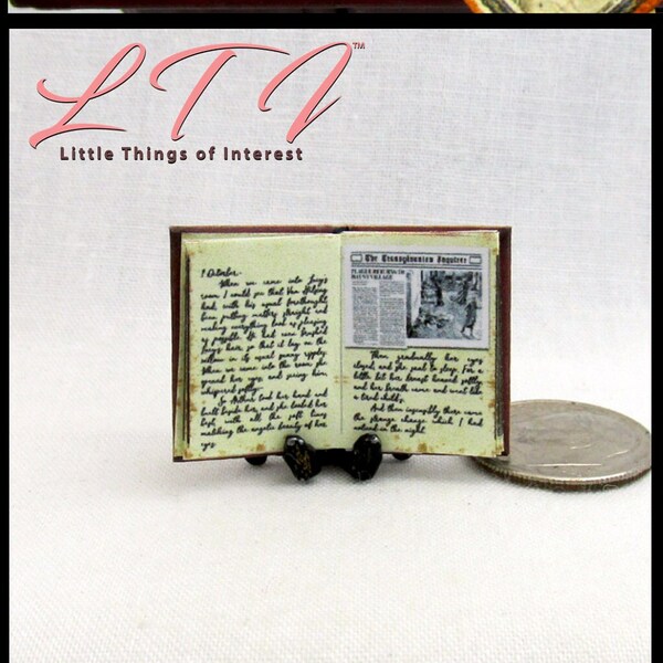 VAN HELSING DIARY 1:12 Scale Miniature Dollhouse Readable Illustrated Hard Cover Book Vampire