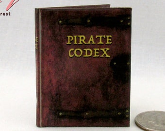 Échelle 1:6 THE PIRATE CODEX, livre à couverture rigide illustré, miniature lisible, Pirates des Caraïbes, le capitaine Jack Sparrow Barbosa