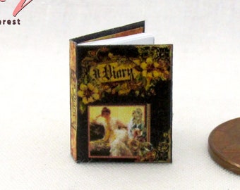 LADIES DIARY 1:12 Scale Miniature Dollhouse Readable Hard Cover Book Journal