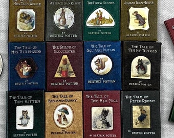 Lot de 14 livres BEATRIX POTTER en téléchargement numérique et tutoriel de construction pour des livres illustrés lisibles miniatures à l'échelle 1:12