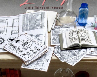 SCIENTIST LABORATORY FILES in Miniature Dollhouse 1:12 Scale Formula Notes