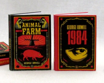 1:6 Scale ANIMAL FARM & 1984 SET 2 Playscale Miniature Readable Hard Cover Books Blythe Barbie Scale