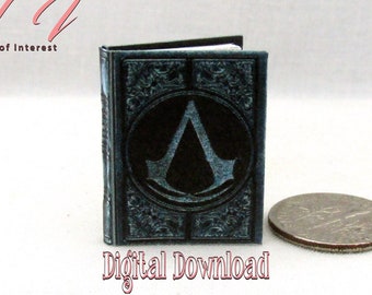 Digital Download ASSASSINS CREED CODEX Miniature Book Download Pdf and Tutorial Printable 1:12 Miniature Illustrated Book