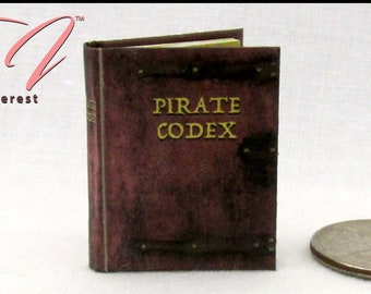 THE PIRATE CODEX 1:12 Scale Miniature Dollhouse Readable Illustrated Hard Cover Book