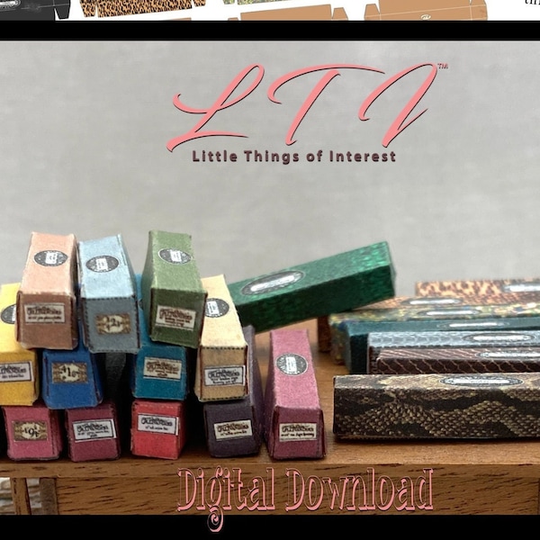 Digital Download 21 Miniature MAGIC WAND BOXES Download Pdf Printable in Miniature 1:12 Scale For Magic Witch or Wizard