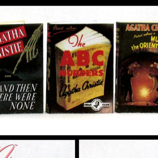 1:6 Scale AGATHA CHRISTIE Book Set of 3 Miniature Readable Hard Cover Books ABC Murder on The Orient Express Then There Were None Mystery