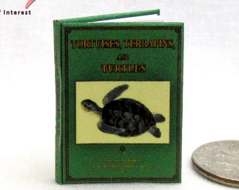 TORTOISES AND TURTLES 1:12 Scale Miniature Illustrated Hard Cover Book Testudines Reptiles Land Water Ocean Sea Natural History