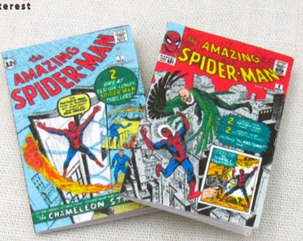 SPIDER-MAN COMIC Books 2 -1:12 Scale Miniature Readable Dollhouse Comics