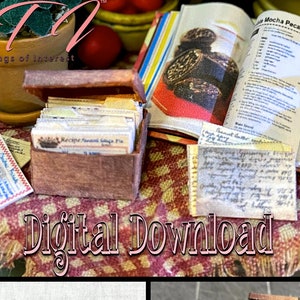 Digital Download GRANDMAS RECIPE Box Download Miniature Printable PDF Miniature 1:12 Scale