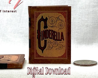 Digital Download 1:6 Scale CINDERELLA Download Miniature Book Playscale Printable Pdf Tutorial DIY Childrens Story