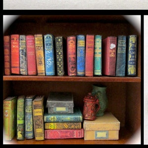 1:24 Scale 21 DUSTY OLD BOOKS Miniature Prop Books Faux Books Fill a Bookshelf Library