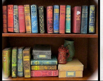 1:24 Scale 21 DUSTY OLD BOOKS Miniature Books Prop Faux Books Fill a Bookshelf Library