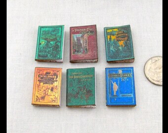 GREAT EXPLORERS Set of 6 Miniature Dollhouse 1:12 Scale Prop Books Faux Books Thousand Miles Up the Nile Conquest of Mexico